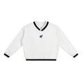 V-Neck Contrast Collar Boxy Sweatshirt
