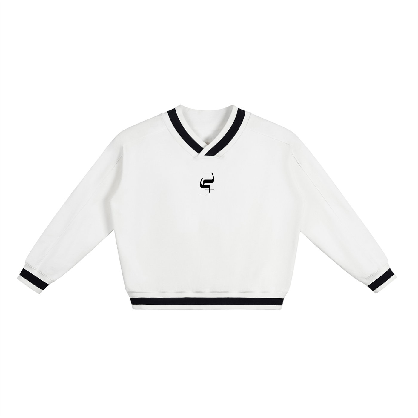 V-Neck Contrast Collar Boxy Sweatshirt
