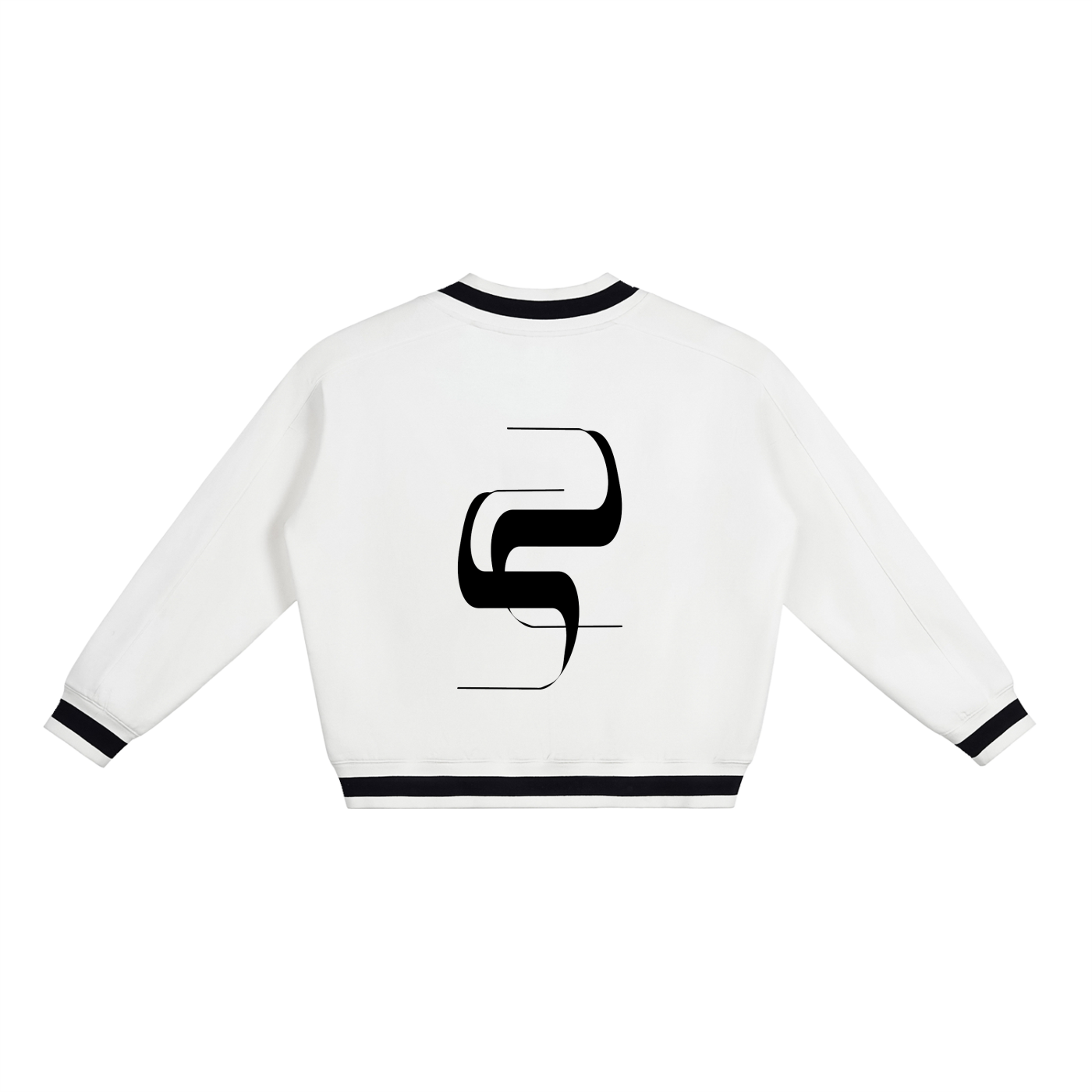 V-Neck Contrast Collar Boxy Sweatshirt